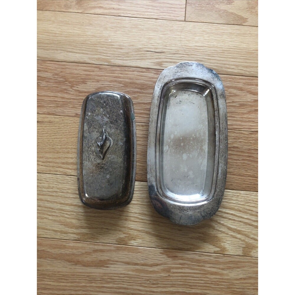 Oneida Silversmiths Butter Dish & Lid Collectible Silver Vintage Made in USA